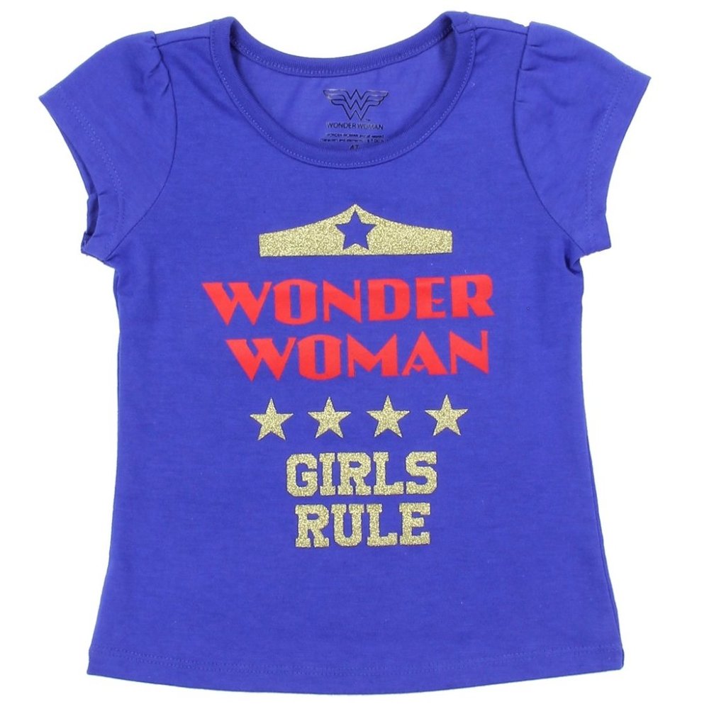 Wonder Woman Tee Toddlers Girls TShirt Blue DC Comics Graphic T Shirt 2T 3T 4T